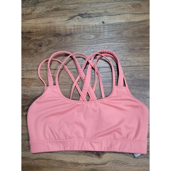 VSX Victoria Secret Sport Strappy Back Compression Peach Sports Bra Size Large - Picture 2 of 7